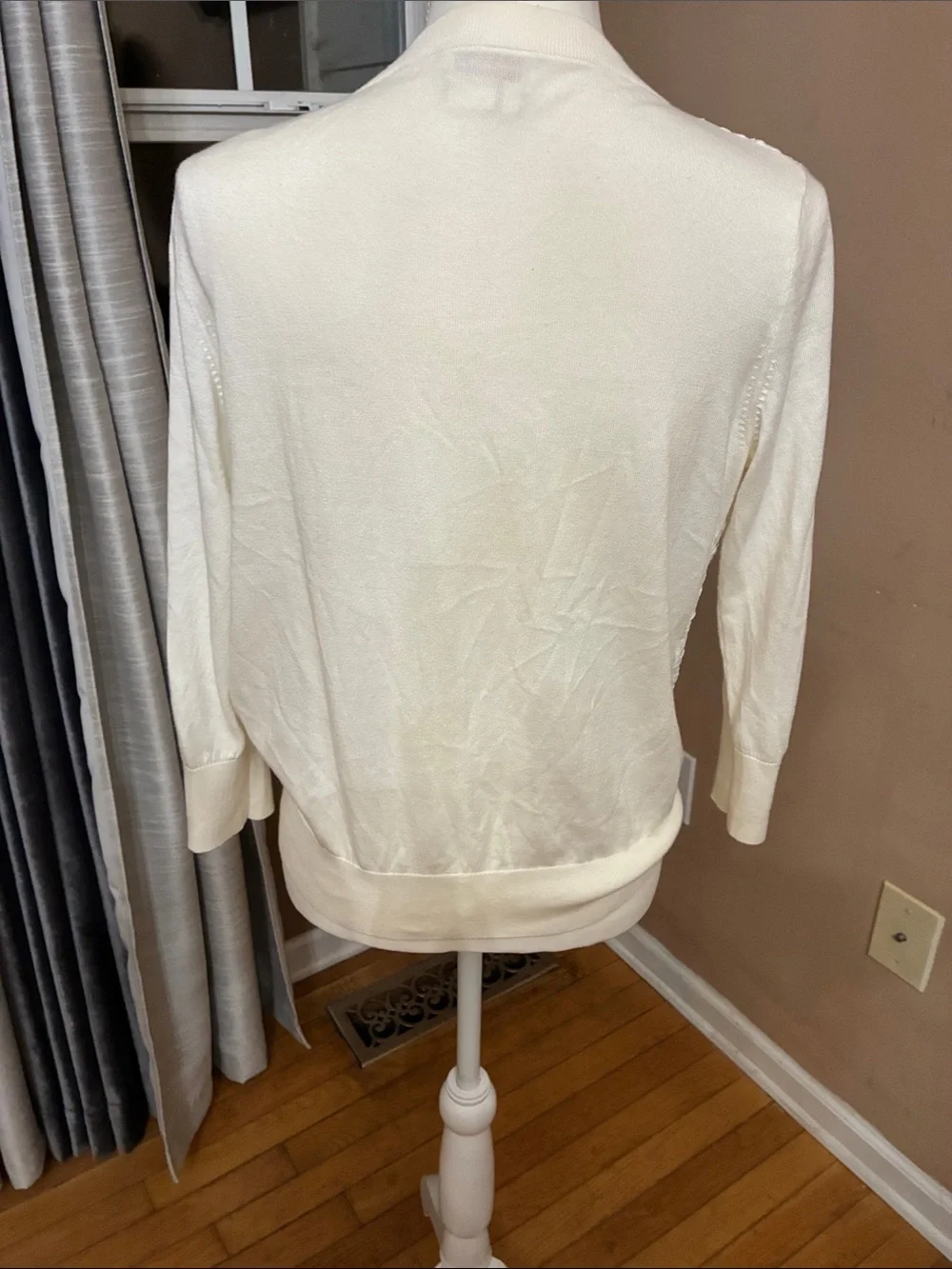 kate spade Cream Floral Knit V-Neck Cardigan with Gold Buttons